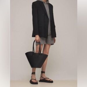 Little Liffner Black Leather Tall Tulip Tote